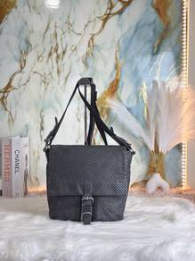 Hugo Boss Black Perforated Leather Messenger Bag