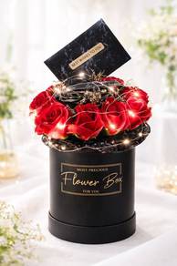 12 Red Black Soap Roses Bucket Valentine's Day