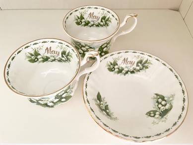 Royal Albert May 2 cups & bowl