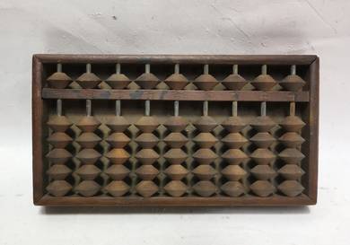 Antique Japanese Wood Soroban Abacus 9 Rows Hand C