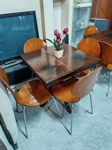 Meja Makan Kayu + 4 Kerusi