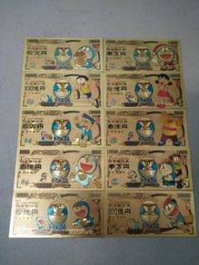 Beautiful Doraemon 10 Pcs Gold Cards