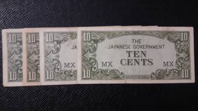 Malaya Japan JIM 10 cents MX 1942