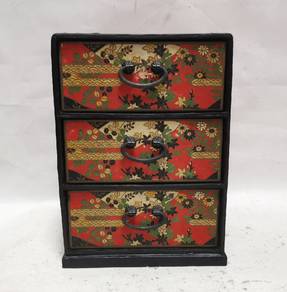 Vintage Red Floral Paper Dresser set of Drawers Ja