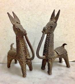 Antique Brass Figurines - Pair - 5 inches Tall