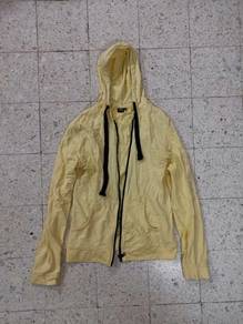 H&m yellow hoodie jacket top shirt pockets 黄色连帽衫夹克