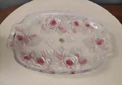 Soga Japan pink floral glass platter