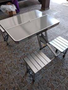 Meja lipat camping table 4 kerusi