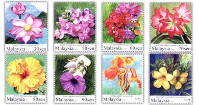 Mint Stamp Garden Flowers Msia 2010 with word 2010