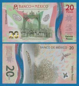 Mexico 20 Pesos P NEW 2021 UNC Polymer