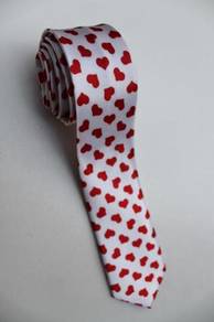 SLIM Love Shape Red White Top Quality Neck Tie