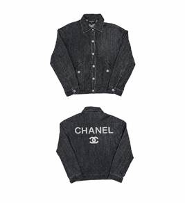 Chanel Black Denim Jacket CC Logo