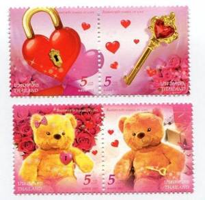 Mint Stamp Symbols of Love Teddy 4v Thailand 2012