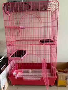 Pink 3-Tier Wire Cat Cage (99% likenew)