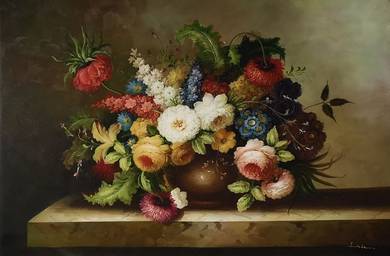 Timeless Vintage Blooms Oil Painting II