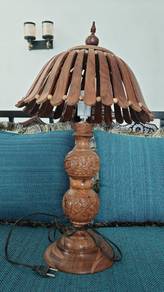 Handcrafted Solid Wood Table Lamp with Carved 