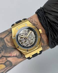 Custom Seiko Mod 42mm Silver Skeleton Gold AP