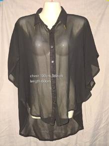 Blouses semi-transparent black top