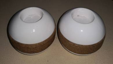 White ceramic rope pattern candle holder 2
