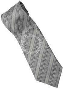 ES12 Silver White Quality Striped Formal Neck Tie