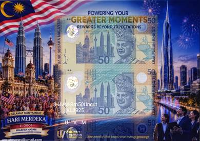 RM50 Polymer banknotes 3-UVM-Rm50Uncut KL3925