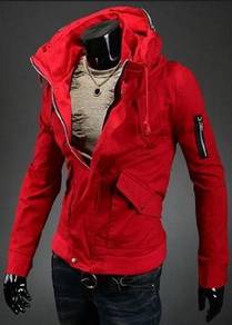 A93197 RED HiKING MULTI-POCKET DUAL COLLAR JACKET