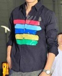 0518 Stylish Black Rainbow Man Long-Sleeved Shirt