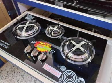 New 3 Burner Glass HOB BGH-238BLK