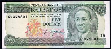 BARBADOS $5 Banknote 1975 - Pick P32a