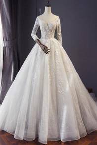 White long sleeve fishtail wedding gown RB1223