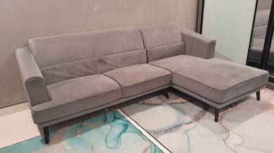 Grey L-Shaped Sofa with Chaise