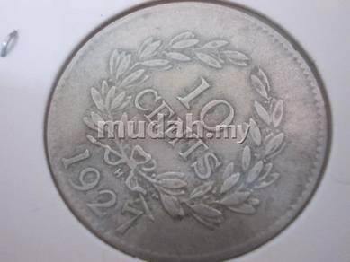 Old Sarawak 1927 10 cent brooke coin