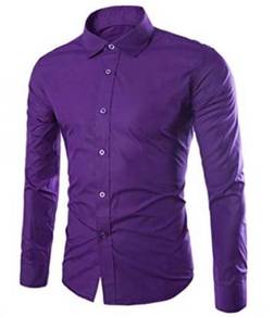 J0515 Kemeja Lengan Panjang Ungu Dark Purple Shirt