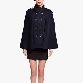 Wool Blend Jacket Double-breasted Cape/Cloak Trenc