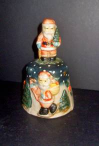 Ceramic Santa and Reindeer Bell