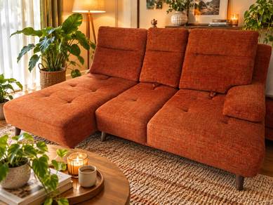 Preloved Rust Orange L-Shape Sofa 