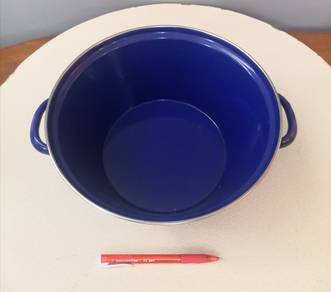 Blue enamel multipurpose bowl with handles