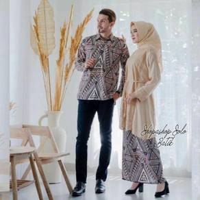 Hawwa kurung set couple top gold batik