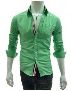 A0535 APPLE GREEN FORMAL CASUAL LONG SLEEVE SHiRT