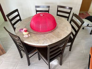 Meja makan Marble 6 kerusi