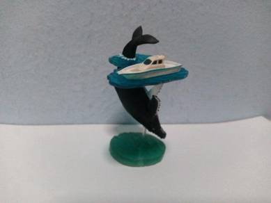 Vintage Miniature Boat, Whale & Ocean