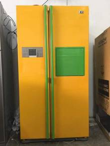 LG side by side yellow Refrigerator Peti Sejuk Ais