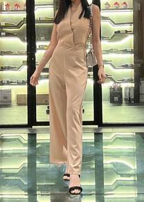 beige long jumpsuit