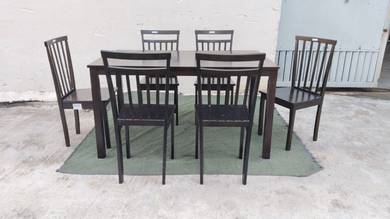 PK169 Meja Makan Kayu 4.5' Wooden Dining Table 1+6