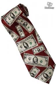 Money USA United States Banknote RED Silk Neck Tie