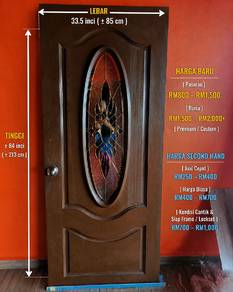 Pintu Kayu Cermin Depan Rumah Full solid Wooden
