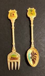 EGYPT Spoon & Fork Set - Gold Tone