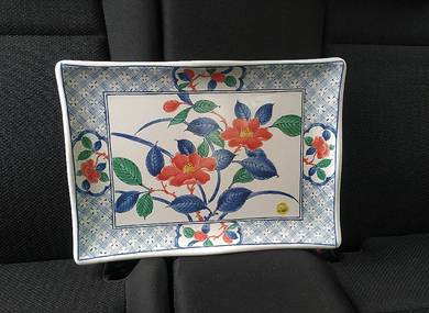 Japanese Metal Plate Vivid Floral Cobalt blues