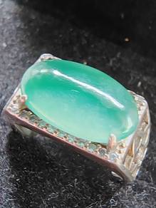 Ice Green with Flower Natural Burma Jadeite Jade