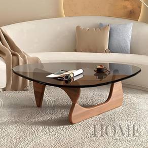 Mid Century Modern Coffee Table, Triangular Walnut